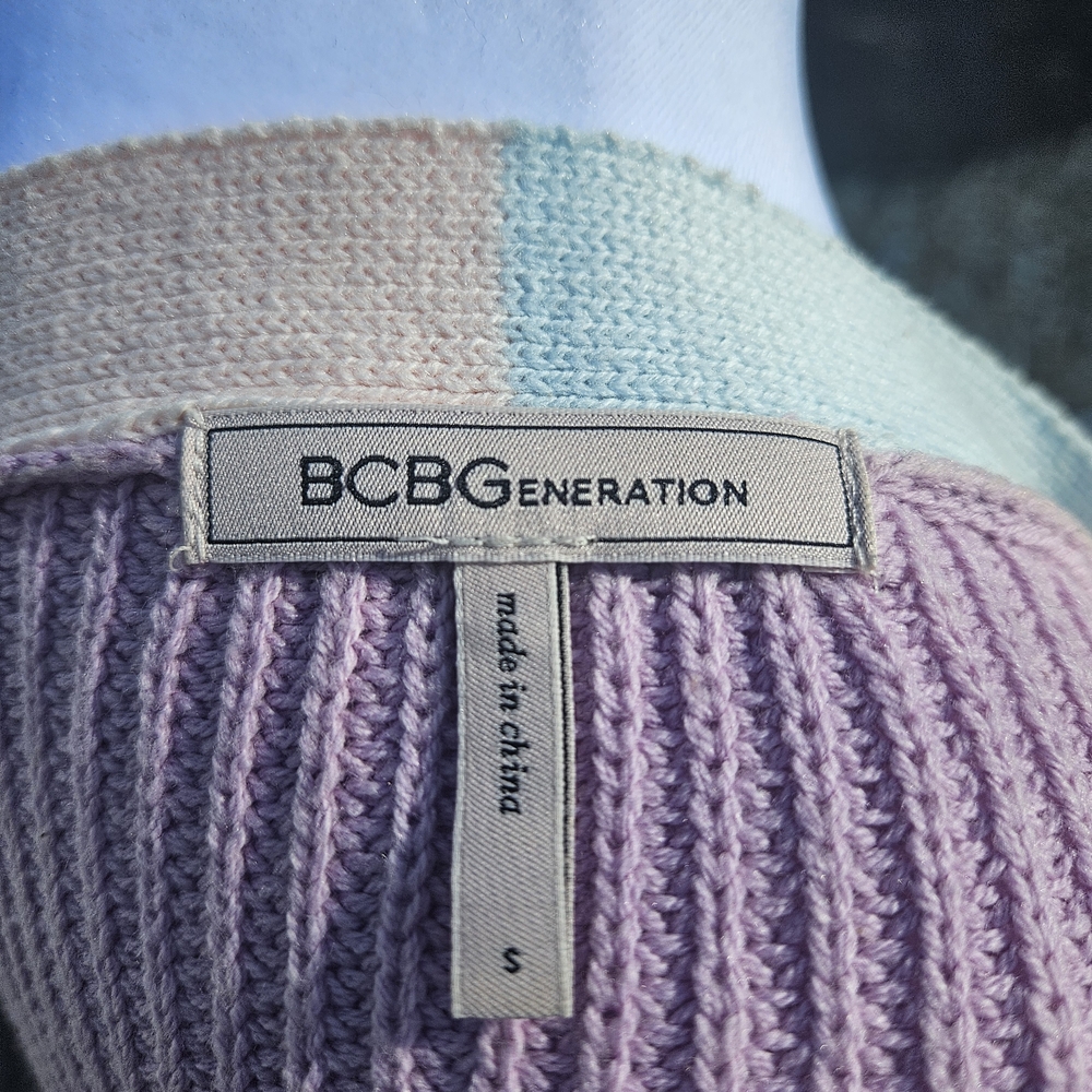 NEW BCBGeneration Colorblock Knit Buttoned Cardigan Size S Pastel Y2K Girlhood - Picture 8 of 13